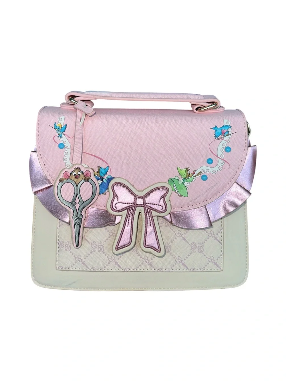 Danielle Nicole Pink & Cream Bow-Applique Top Handle Satchel